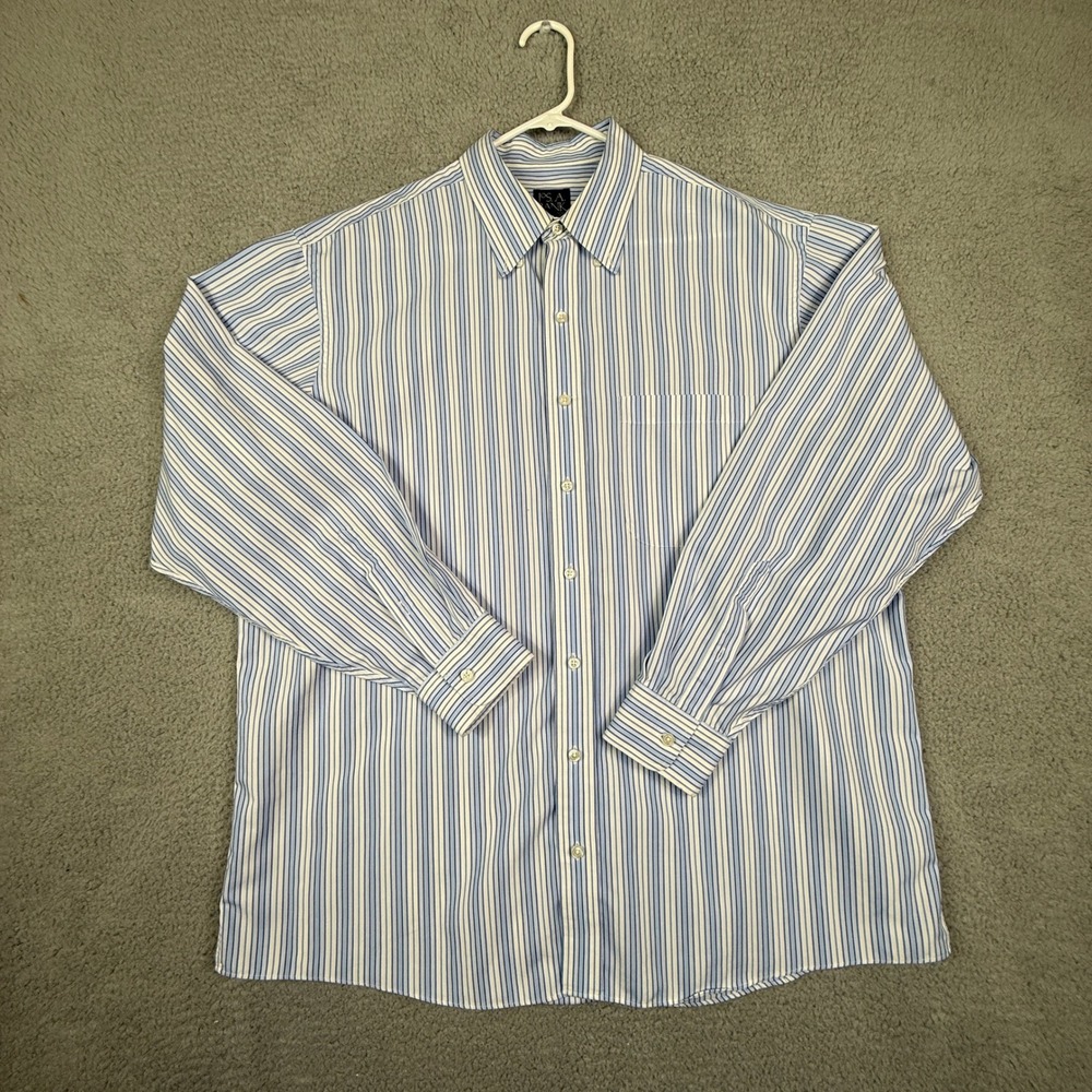 Jos A Bank Traveler Collection XL Blue Striped Long‎ Sleeve Button Down Shirt